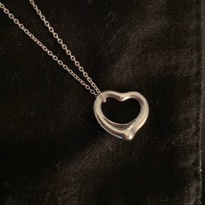 Tiffany & Co Elsa Peretti Open Heart Necklace- Sterling Silver, 17”